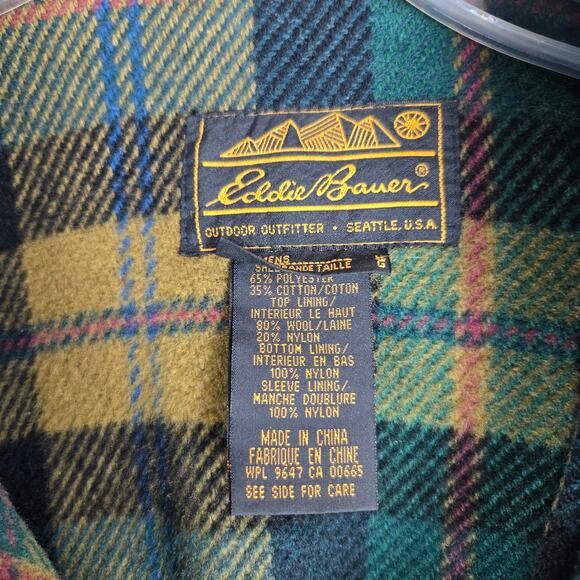 Eddie Bauer VTG Jacket Khaki Green Wool lined  Hunting Men's Large - Picture 4 of 11